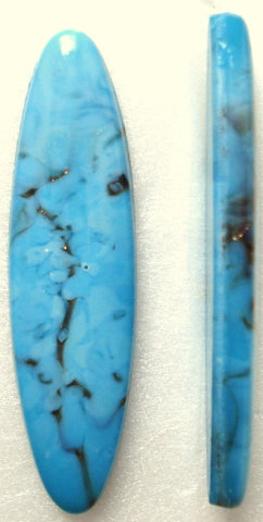 30X8MM GLASS TURQUOISE MATRIX OVAL BUFF TOP CABS