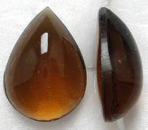18X13MM PENDALOQUE BOMBE' CUT SMOKED TOPAZ CABS