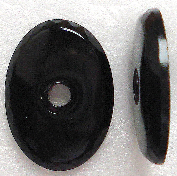 18x13mm Black Onyx Buff top Oval w/2mm hole