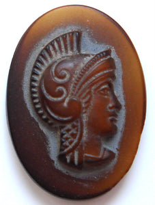 18X13MM GLASS BROWN OVAL CAMEO