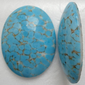 40X30MM (1685) GLASS TURQUOISE MATRIX OVAL CABS