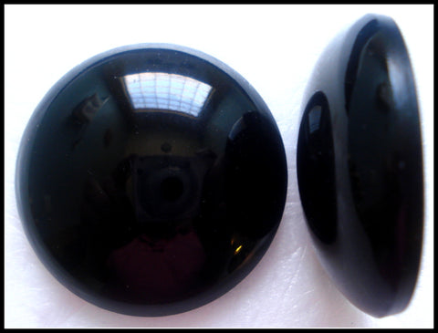 30MM (2194) JET BLACK ROUND CABOCHONS