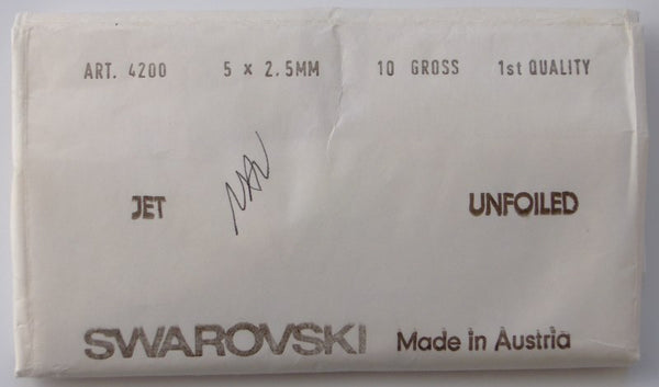 5x2.5mm (4200) Jet Black Marquise Navette Swarovski (100 pk)