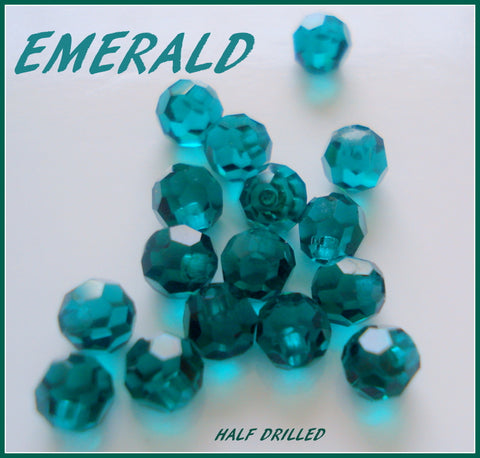 4MM (5080) 1/2 DRILLED EMERALD COLOR BEADS