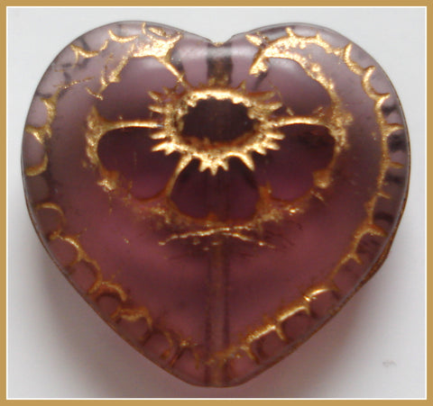 18X17IN THICK LT AMETHYST HEART ORNATE BEAD