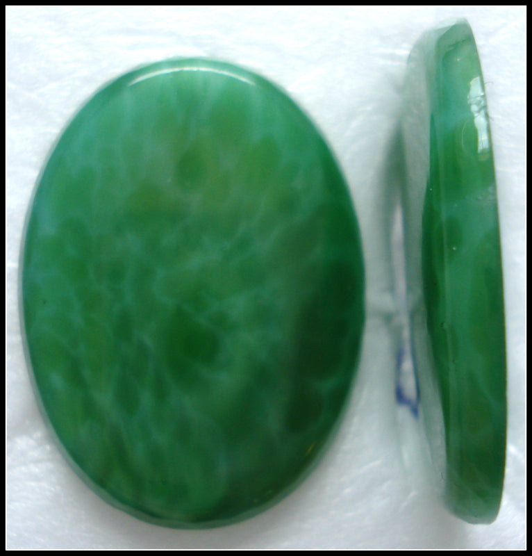 30X22MM (2195) OVAL GLASS GREEN MOONSTONE CABOCHONS