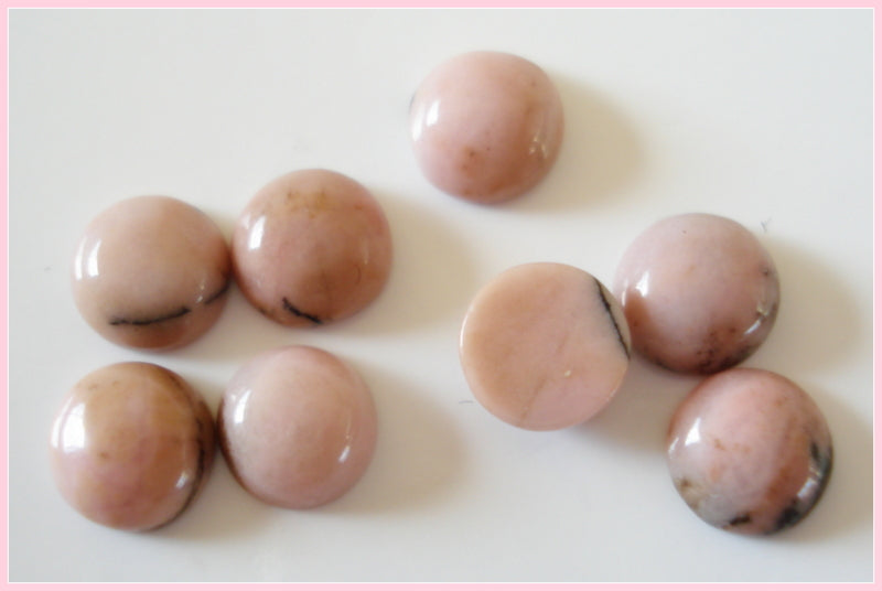 6MM NATURAL RHODONITE ROUND CABOCHONS