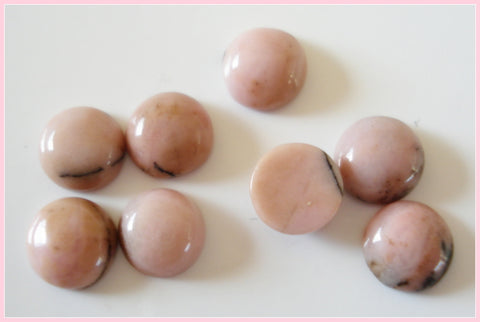 6MM NATURAL RHODONITE ROUND CABOCHONS