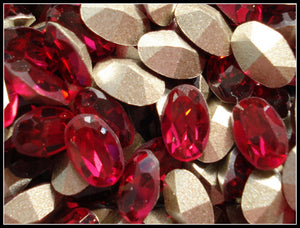 6X4MM (4100) RUBY SILVER FOILED OVALS