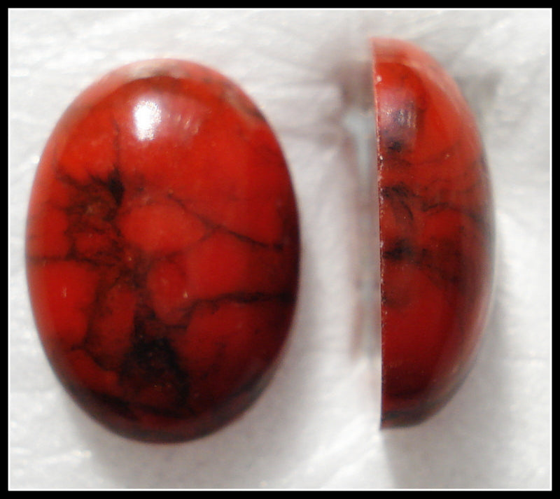 14X10MM (SKCBSO) ACRYLIC RED MATRIX OVAL CABOCHONS