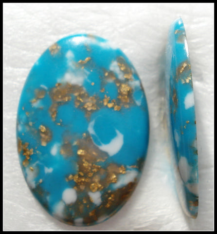 25X18MM (SKCBSOLD) TURQUOISE MATRIX LOW DOME OVAL CABS