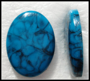 18X13MM (S415P) ACRYLIC TURQUOISE MATRIX OVAL CABS