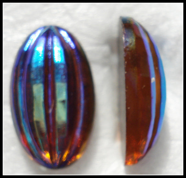 15X9MM (01018) SMOKEY TOPAZ AB RIBBED OVAL CABS