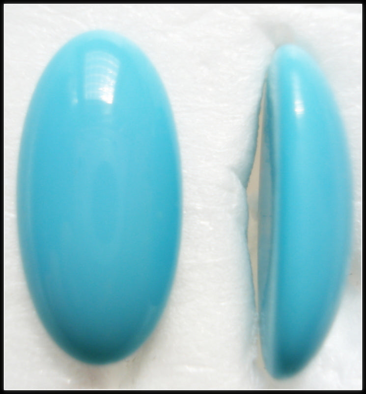 18X9MM (2195) GLASS TURQUOISE OVAL CABOCHONS