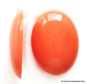 25X18MM ACRYLIC CORAL OVAL CABOCHONS
