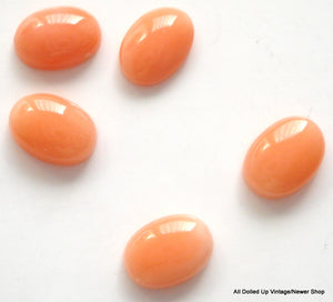 7X5MM (S4) NATURAL PINK CORAL SALMON OVAL CABOCHONS