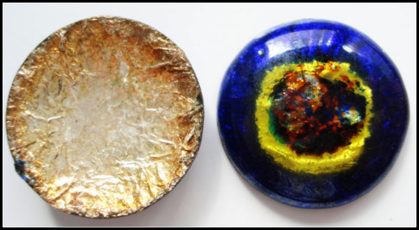 20mm Metal Blue Eye Foil Round Cabochons Vintage Stones.