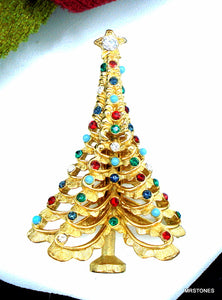 Boucher Multi Color Christmas Tree Pin Brooch