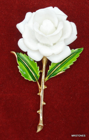 Trifari White Rose Brooch