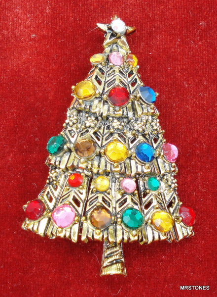 Hollycraft Christmas Tree Brooch