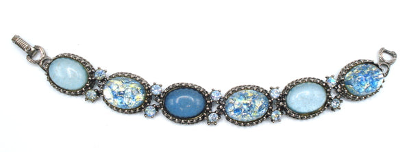 Bracelet Asst Blue Opal Glass Cabs