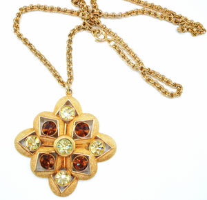Sarah Coventry Smoked Topaz Jonquil Pendant Necklace