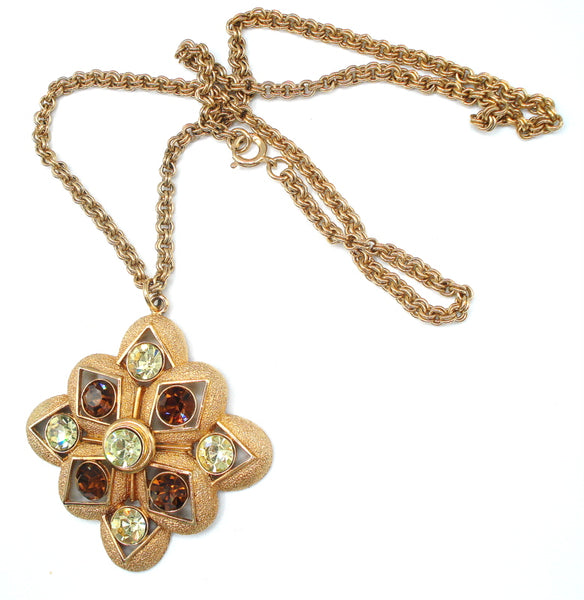 Sarah Coventry Smoked Topaz Jonquil Pendant Necklace