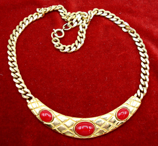 Trifari Red Moonstone Necklace