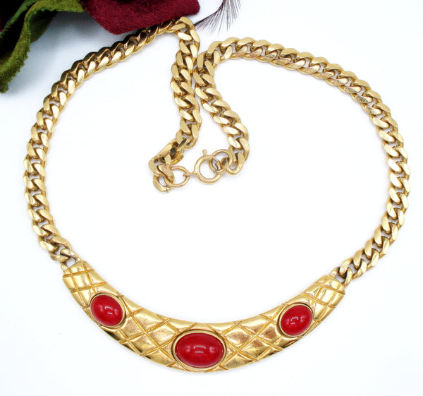 Trifari Red Moonstone Necklace