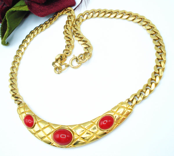 Trifari Red Moonstone Necklace