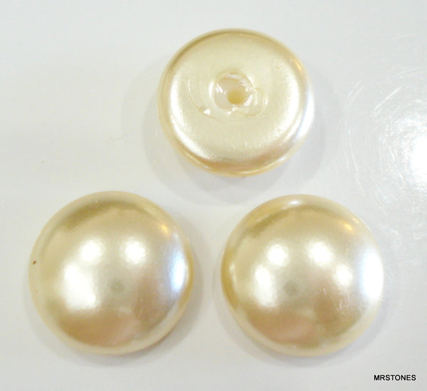 13mm Creme Imitation Pearl Low Dome Round Cabochon