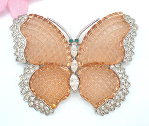 Peach Lucite Butterfly Brooch