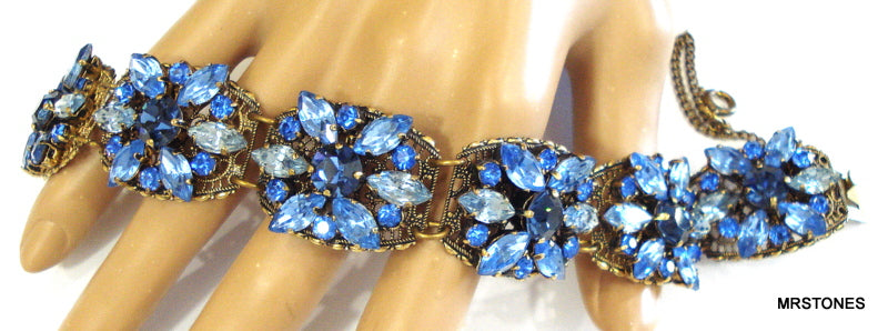 Victorian Revival Sapphire Rhinestone Bracelet