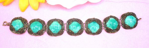 Filigree Glass Chinese Jade Bracelet