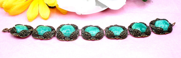 Filigree Glass Chinese Jade Bracelet