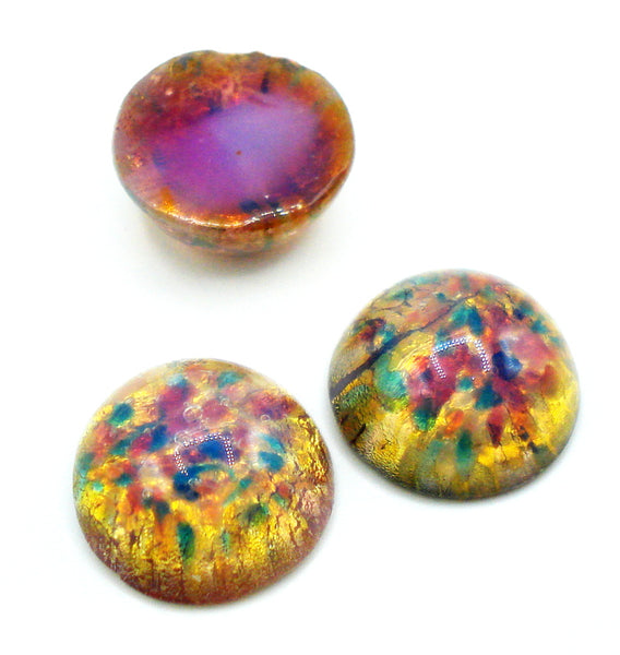 11mm (1684) Glass Fire Opal Round Cabochon
