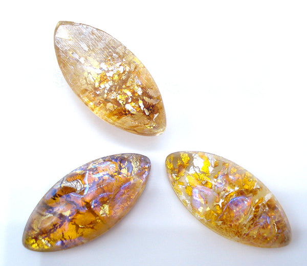 15x7mm (3175) Topaz Opal Glass Marquise Navette Cabochon Czech