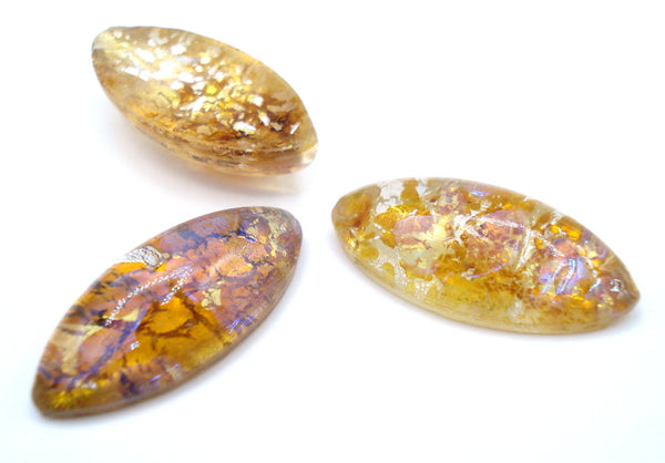 15x7mm (3175) Topaz Opal Glass Marquise Navette Cabochon Czech