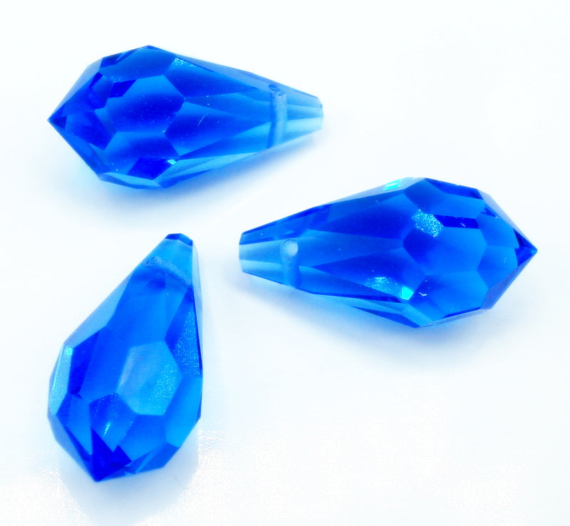 18x9mm Sapphire Glass Faceted Broilette Bead
