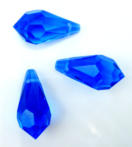 18x9mm Sapphire Glass Faceted Broilette Bead