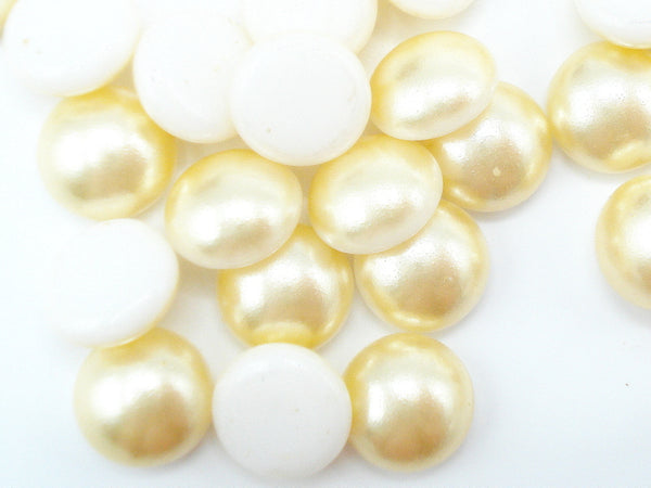 6mm (S14IRHP) Creme Faux Pearl Glass Round Cabochon 100pc Lot