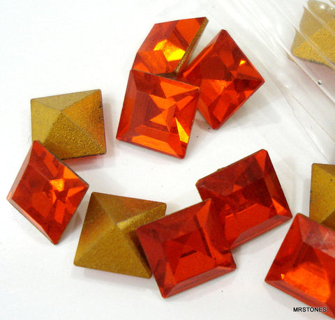8mm (4400) Hyacinth Orange Square Shape