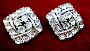 Lisner Square Crystal Rhinestone Earrings