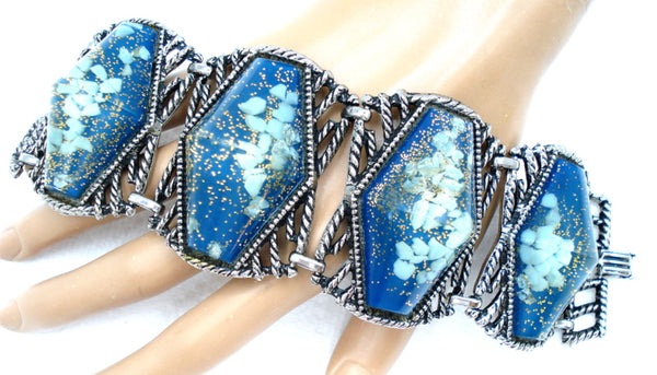 Selini Selro ? Teal Lucite Coffin Confetti Bracelet