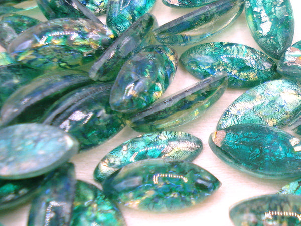 15x7mm (3175) Green Opal Glass Marquise Navette Cabochon