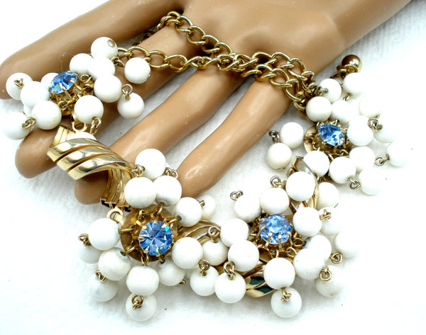 Chunky Chalk White Bead Sapphire Necklace