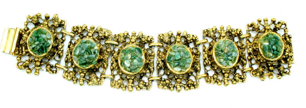 Chunky Victorian Revival Faux Jade Chip Bracelet