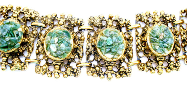 Chunky Victorian Revival Faux Jade Chip Bracelet
