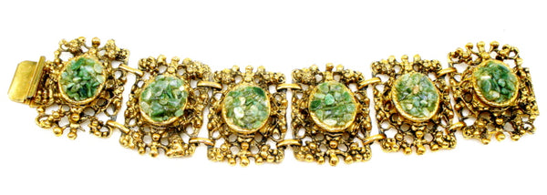 Chunky Victorian Revival Faux Jade Chip Bracelet