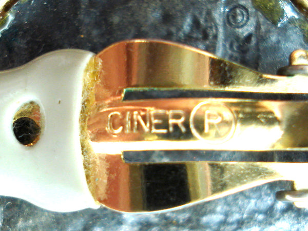 Ciner Roman Rhinestone Earrings